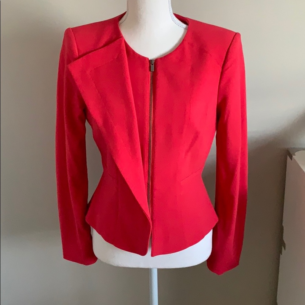 BCBG Max Azria Peplum Jacket Poppy Pink